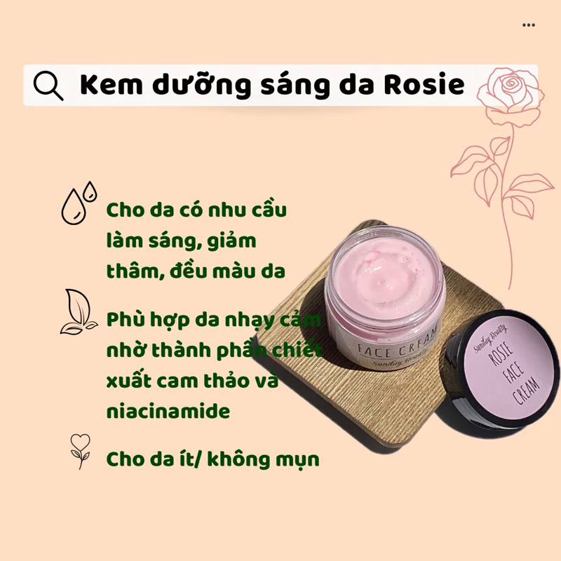 Kem dưỡng ẩm sáng da Rosie handmade
