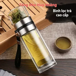 Bình pha trà thuỷ tinh 2 lớp cao cấp có lõi lọc chịu nhiệt cao dung tích 330- 470ml