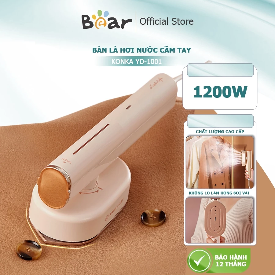 Bàn ủi hơi nước cầm tay Konka YD-1001, Bàn là hơi nước cầm tay công suất 1200W, hộp nước tháo rời, ủi phẳng các loại vải