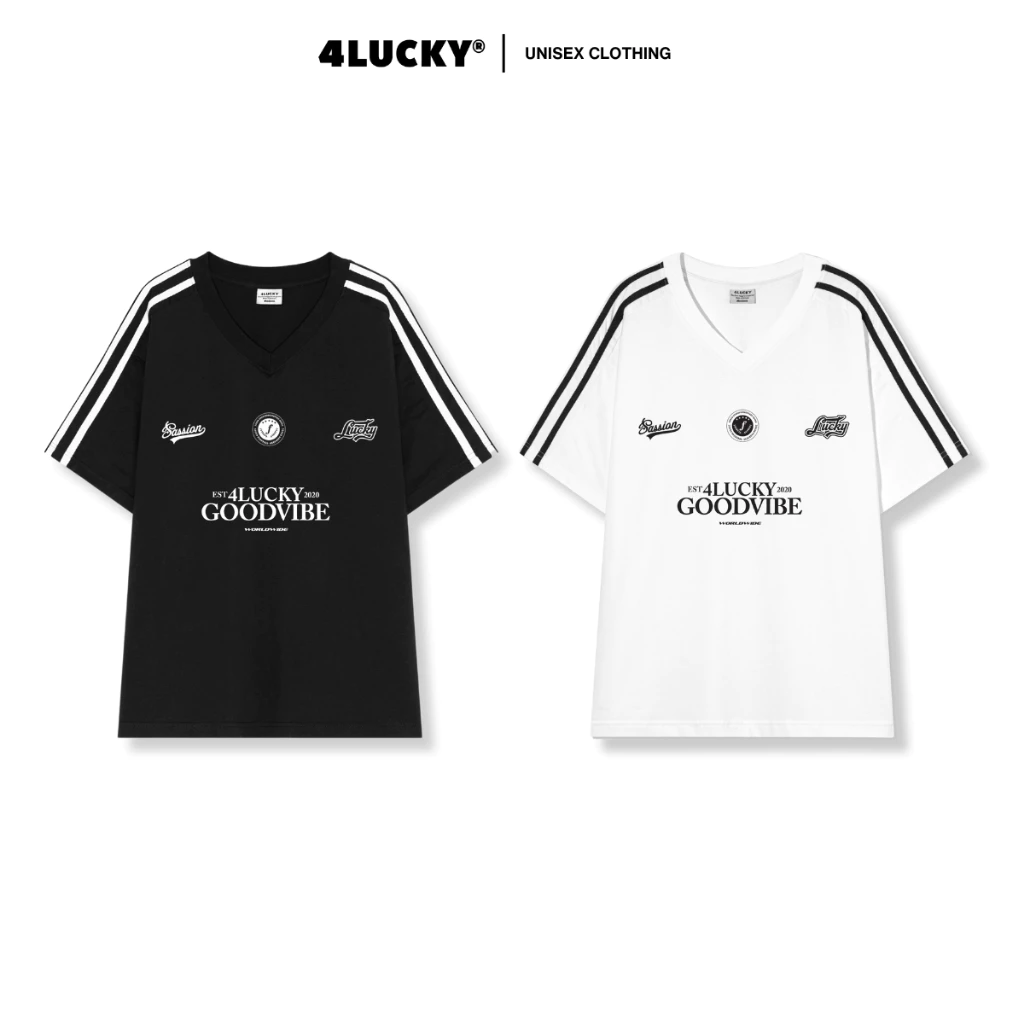 Áo Thun Cổ Tim In GOODVIBE 4Lucky 6089 From Oversize Unisex
