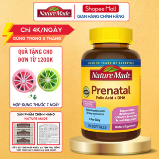 Vitamin tổng hợp bầu Nature Made Prenatal Folic Acid + DHA giúp phòng chống dị tật và phát triển hệ thần kinh thai nhi