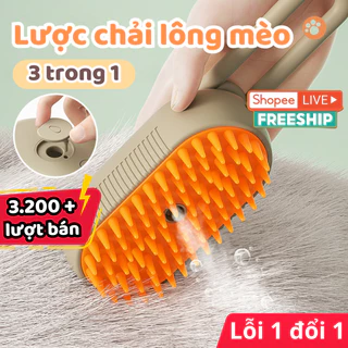 Lược chải lông chó mèo 3 trong 1, Lược chải lông thú cưng tích hợp massage và xịt nước làm sạch kèm cáp sạc USB