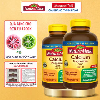 Combo 2 hộp Canxi bầu Nature Made Calcium Magnesium Zinc + Vitamin D3 bổ sung canxi cho mẹ và bé hộp 300 viên của Mỹ