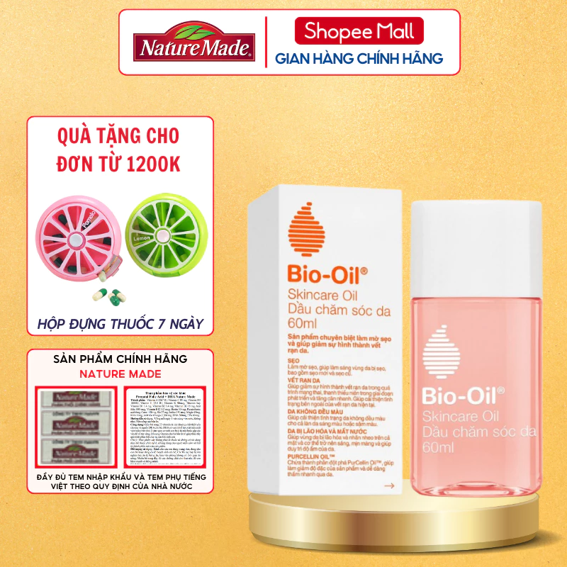 Tinh dầu chống rạn da Bio Oil 60ml hỗ trợ giảm rạn da, mờ sẹo và hết thâm da trong quá trình mang thai và sau sinh