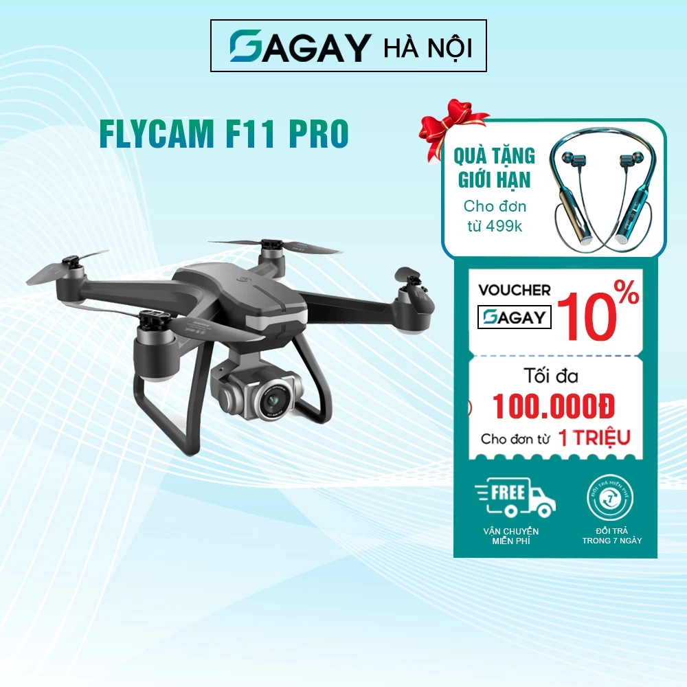 Flycam máy bay không người lái F11 pro định vị GPS, camera kép, fly cam động cơ không chổi than, bào hành 12 tháng