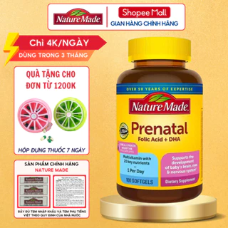 Vitamin bà bầu Nature Made Prenatal Folic Acid + DHA giúp bổ sung đầy đủ dưỡng chất cho mẹ và bé hộp 100 viên của Mỹ