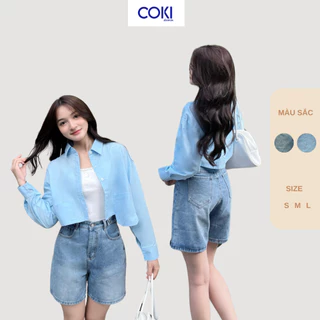 Quần Short Jean Nữ  Ngố 2 Nút Trước Lưng Cao Basic