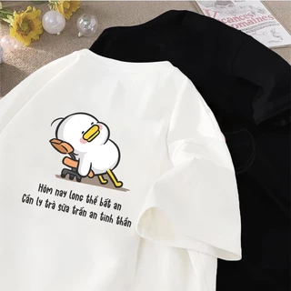 Áo Thun Unisex Nam Nữ Cotton Cao Cấp Hình In Con Vịt Đáng Yêu  - DINO.TI