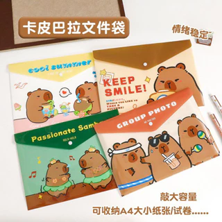 Túi đựng tài liệu Capybara A4 có cúc bấm chống nước cute đựng giấy kiểm tram giấy tờ, tài liệu