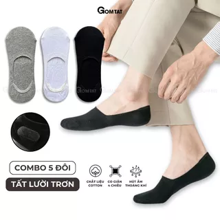 Set 5 đôi tất vớ lười trơn nam nữ GOMTAT có đệm cao su chống trượt gót, chất liệu cotton thoáng mát - TAT-LUOI-02-CB5