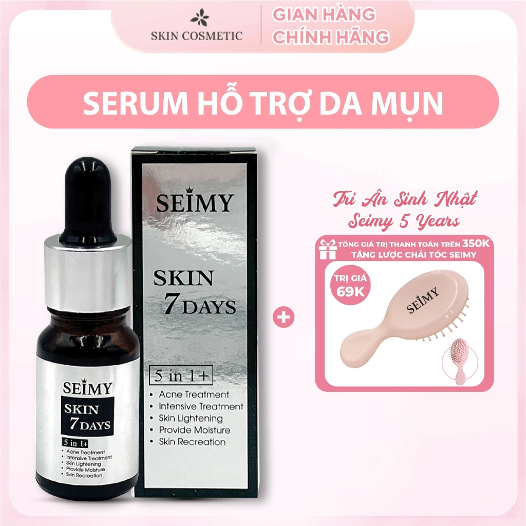 Serum giảm mụn thâm rỗ Seimy - Skin 7 Days - Công dụng 5 trong 1 hiệu quả 7-14 ngày