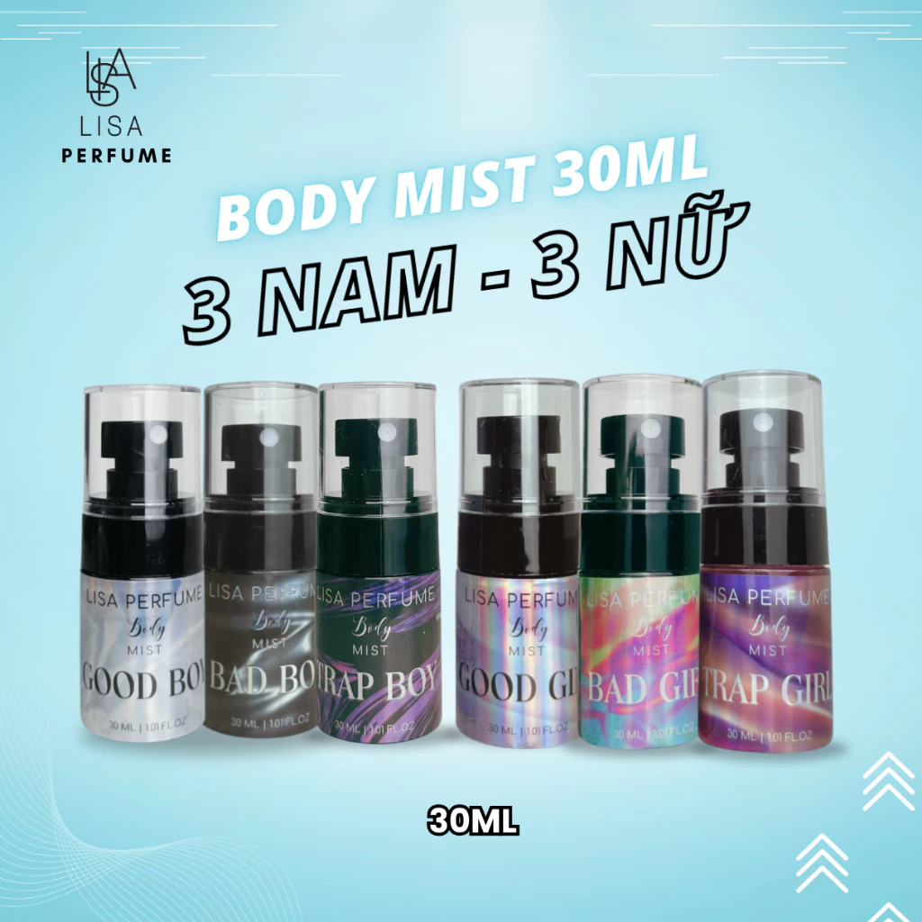 BODY MIST 30ML-60ML-100ML NAM/NỮ. [MUA 1 TẶNG 2] CHỈ 149K THƠM 4-8H TỎA HƯƠNG 1-2M THƠM NHẸ NHÀNG TRAP-GOOD-BAD