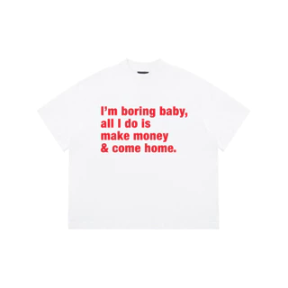 Áo thun boxy WWYNSTU BOXY TEE i'm boring baby basic tee black / white cotton 250GSM