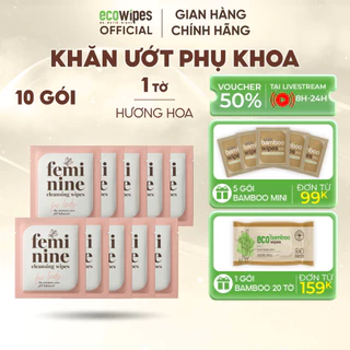 Combo 10 gói khăn giấy ướt phụ khoa mini vệ sinh phụ nữ EcoWipes gói travel size hương Daisy