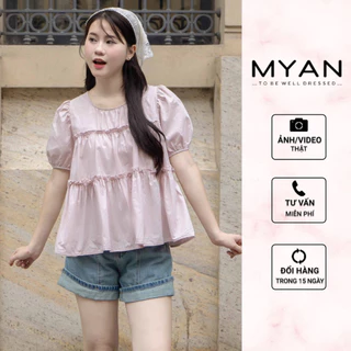 MYAN DESIGN Quần Short Jean Nữ Cạp Cao Thiết Kế Chun Sườn Kèm Đai Phong Cách Năng Động Cá Tính Q042411