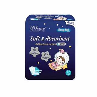 Băng vệ sinh Kháng khuẩn UUcare Young Girl ban đêm 32cm 12 miếng