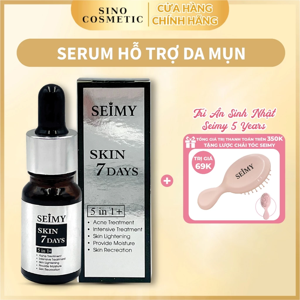 Serum giảm mụn thâm rỗ Seimy - Skin 7 Days - Công dụng 5 trong 1 hiệu quả sau 7 ngày - Mờ thâm, mụn, mụn ẩn