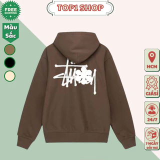 Áo hoodie stusI thêu nón cao cấp, Áo nỉ from rộng dày dặn 2 lớp phối màu trẻ trung Mẫu Có Nón Thu Đông Chữ Ký Hót 2024