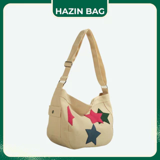 Túi đeo chéo nữ HAZIN BAG vải canvas may hình ngôi sao đựng sách vở, túi đeo vai cho học sinh sinh viên