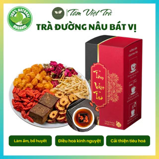 Trà Thảo Mộc Đường Nâu Bát Vị [Đường nâu, Táo đỏ, Kỷ tử, Long nhãn, Gừng, Hoa hồng, Nho khô,Dâu tằm]