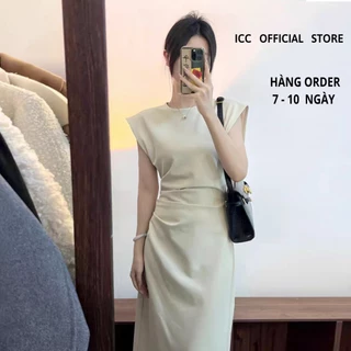 [ORDER] Váy Vest Eo Thon Siêu Sang Chảnh - Đầm Dáng Dài Không Tay Nhún Eo Xẻ Tà 2024 VD043