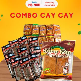 Combo Cay Cay 1 Túi Snack Hương Bò Miếng + 1 Bịch 60 Gói Snack Dê Hằng Đại + 10 Gói Tăm Cay Đen