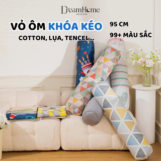 Vỏ gối ôm kéo khóa Cotton 100%, áo gối ôm dây kéo dài 95cm vừa ruột ôm 35x100, nhiều mẫu người lớn trẻ em - DREAMHOME