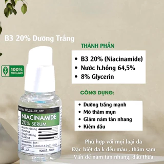 Tinh chất dưỡng trắng Derma Factory Niacinamide 20% Serum 30ml