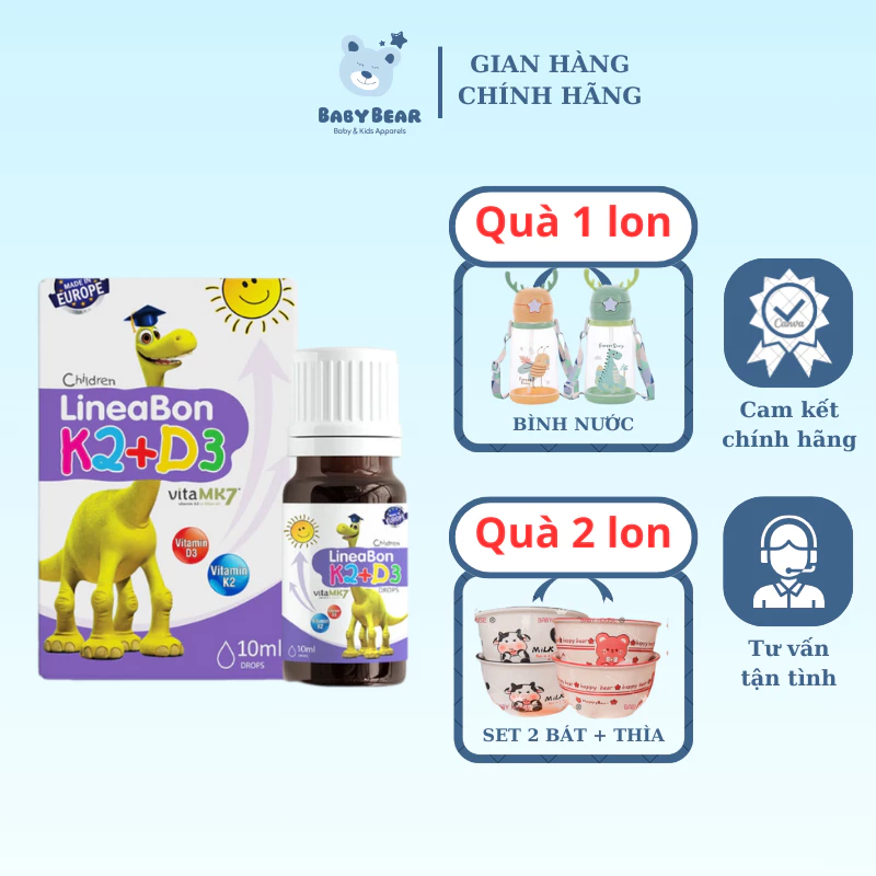 LineaBon vitamin D3 K2 10ml - Vitamin tăng chiều cao cho bé chính hãng