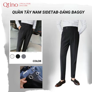 Quần tây nam ống suông QTINO cạp cao, Sidetab 2 khuy dáng baggy, chất vải tuyết Hàn mềm mịn, co giãn, đứng form (QCC)