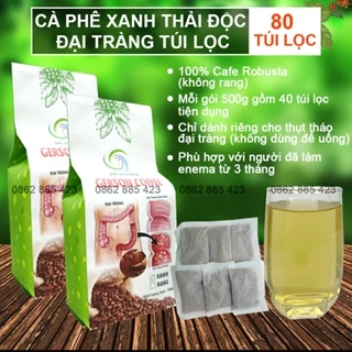 Cà phê xanh thải độc đại tràng dạng túi lọc, cà phê thải độc đại tràng (1kg gồm 80 túi lọc) - Gerson Coffee