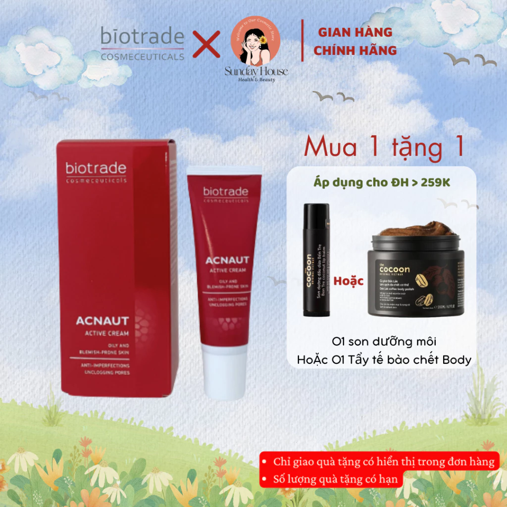 [Mã COSBAUH3 giảm 8% đơn 300K] [CHÍNH HÃNG] Chấm Mụn Biotrade Acnaut Giảm Nhanh Các Loại Mụn - Cream 15ml