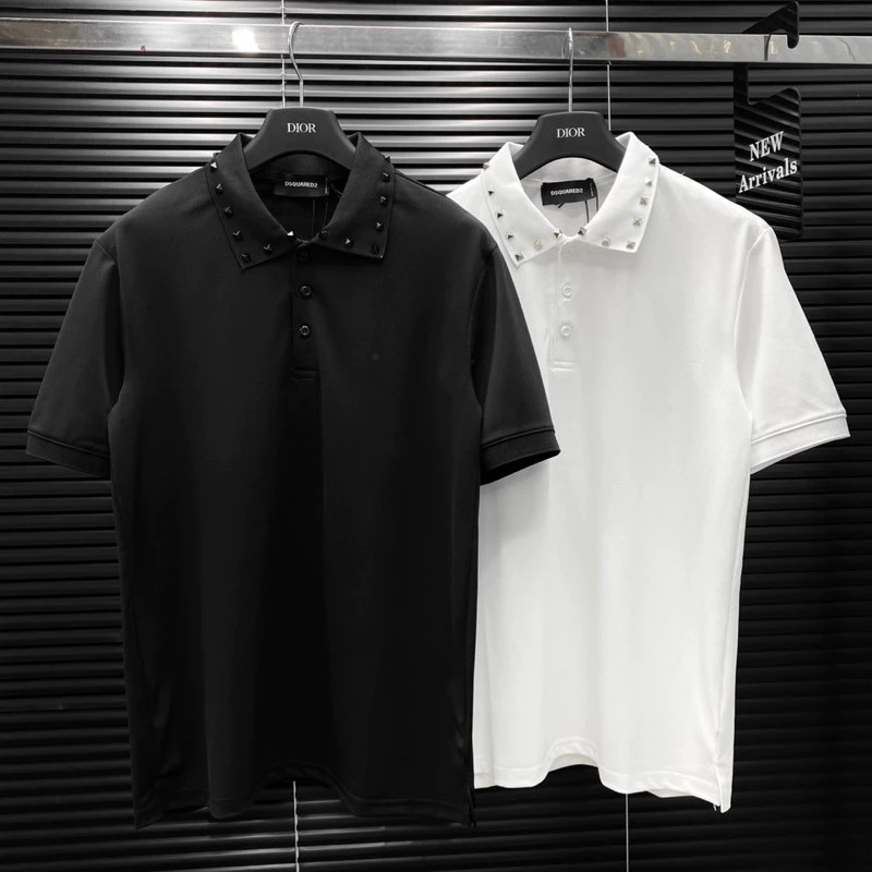 Áo polo nam cổ bẻ VLTN cotton gai cá sấu thân trơn phối tag đá bạc viền cổ dáng đơn giản basic PL129P Hàng QC Duy Bi