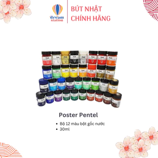 [CHÍNH HÃNG] Màu Poster Pentel Nhật Bản I 30ml | Màu Bột Gốc Nước Pentel, Lọ Thủy Tinh