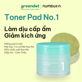 Nước cân bằng dạng miếng làm dịu da Numbuzin No.1 Centella Re-leaf Green Toner Pad