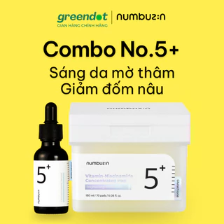 [COMBO 5+] Combo Tinh chất dưỡng sáng Numbuzin No.5 Serum + Toner Pad No.5+ Vitamin-Niacinamide Concentrated Pad