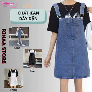 Váy yếm jean MIAA nữ ngắn chất jean dày dặn hai dây có túi phong cách ulzzang Hàn Quốc