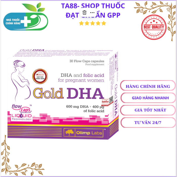 Gold DHA cho bà bầu và sau sinh- Thực phẩm bảo vệ sức khỏe Cho Bà Bầu 845mg Olimp Labs