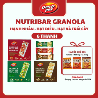 (Mua 6 hộp Giảm 20%) Hộp 6 Thanh Granola Nutribar Điều, Hạnh nhân, Hạt và trái cây bổ sung năng lượng 30g Dan D Pak