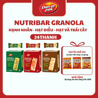Hộp Granola Nutribar Điều - Hạnh nhân - Hạt và trái cây giảm cân, ăn kiêng, bổ sung năng lượng 30g x 24 thanh Dan D Pak
