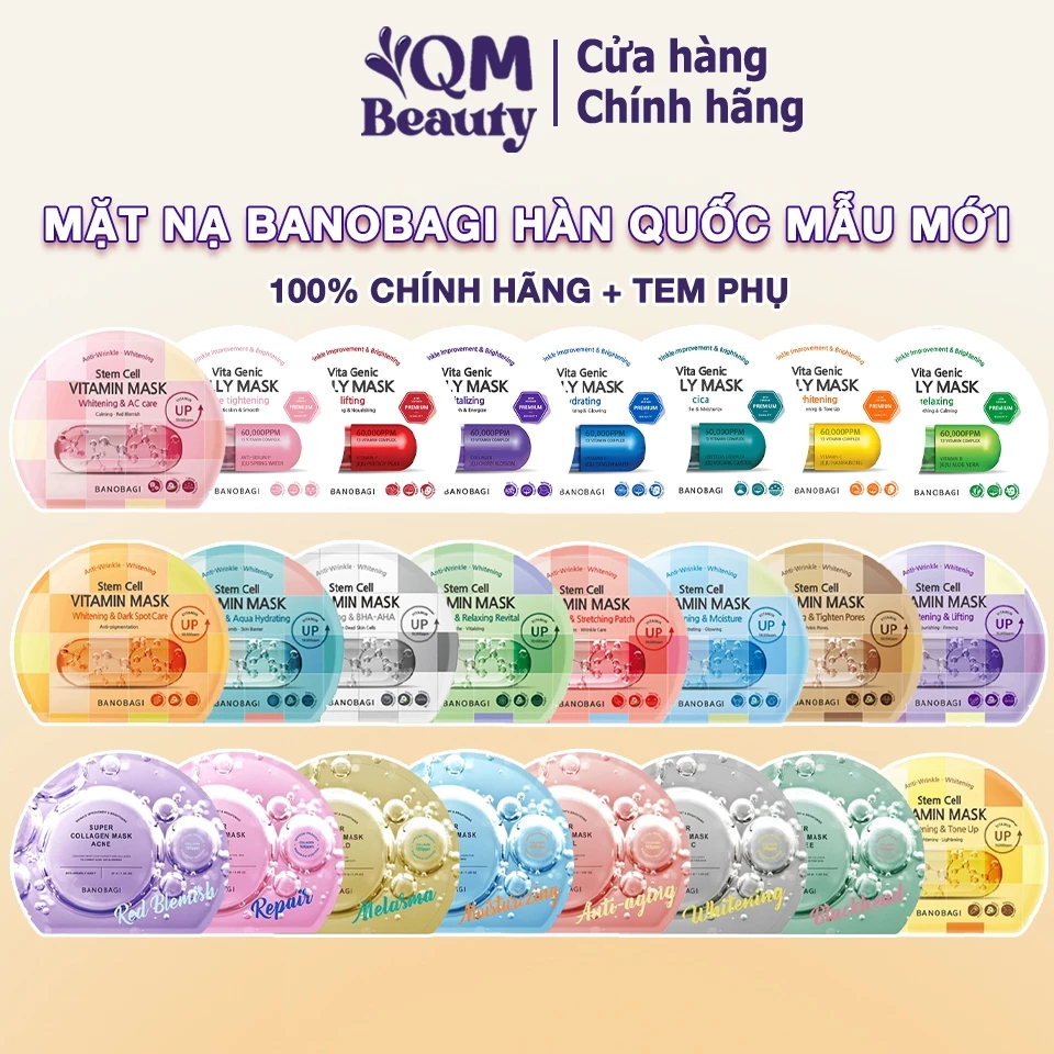 Mặt nạ Banobagi Vita Genic, Super Collagen, Stem Cell Mask mẫu mới Hàn Quốc 30ml