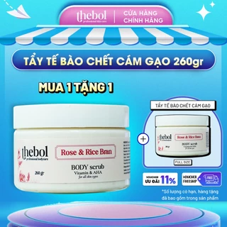 Tẩy tế bào chết Body THEBOL hương cám gạo & hoa hồng dưỡng da mềm mịn 260gr