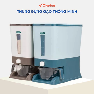 Thùng Đựng Gạo Thông Minh 10kg Có Bánh Xe Di Chuyển Kèm Cốc Chia Vạch, Có Nắp Mở Trượt Tiện Dụng NH270