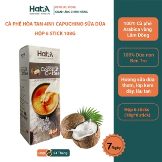 Cà phê hòa tan capuchino sữa dừa 4 In 1 Hạt A Cafe hộp 108g/ 06 Gói - sử dụng cà phê rang xay nguyên chất, cốt dừa tự nh