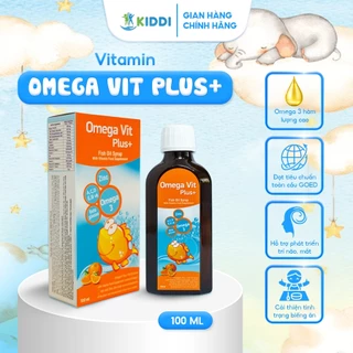 Omega Vit Plus Kiddi từ dầu cá, khoáng chất tăng cường đề kháng mắt sáng thông minh chai 100ml