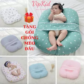 Gối chống trào ngược Carekid đệm ngủ chống trào ngược cho bé Tặng gối lõm chống bẹp đầu Vipkid