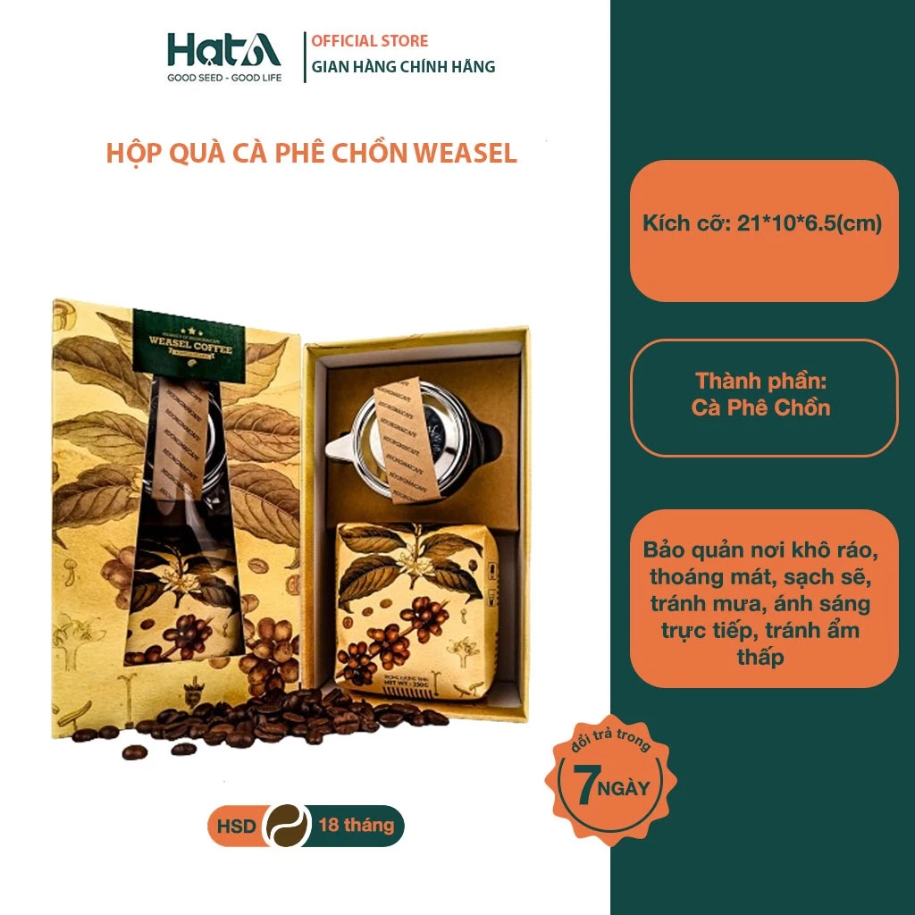 Cà phê chồn Hương Mai Cafe Weasel Legend Coffee Gift Box 100% hạt Arabica nguyên chất hương thơm đậm đà 250gr