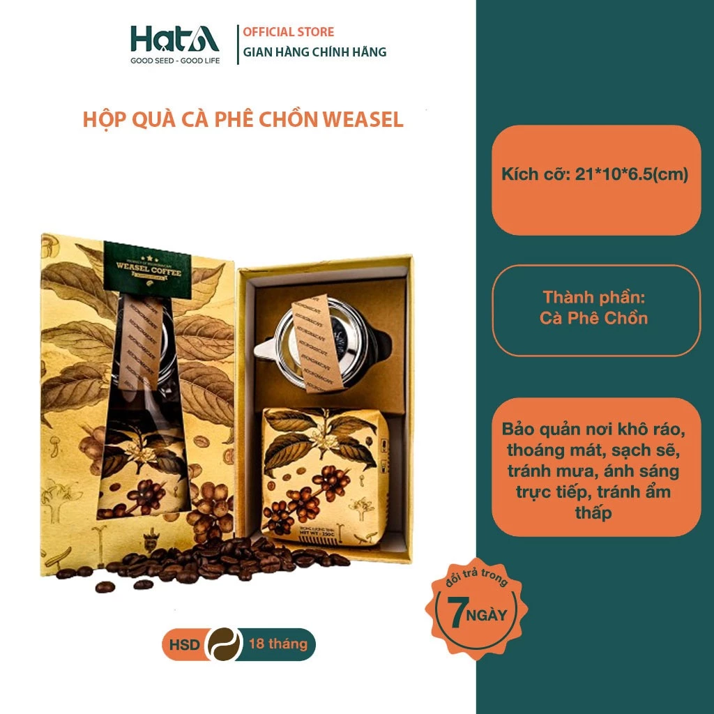 Cà phê chồn Hương Mai Cafe Weasel Coffee Gift Box hương thơm đậm đà 250gr