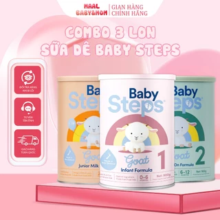 COMBO 3 lon Sữa dê BABY STEPS số 1 2 3 4 bổ sung dinh dưỡng cho trẻ (900gr) - Tặng 1 bình giữ nhiệt