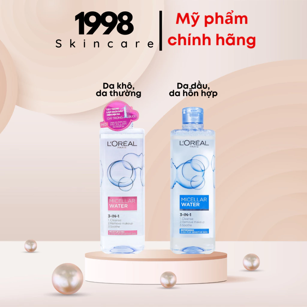 Nước Tẩy Trang L'oreal Dành Cho Da Dầu Da Nhạy Cảm, Làm Sạch Trang Điểm Sản Phẩm Chính Hãng